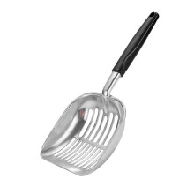 Kattesandskje i metall med langt håndtak, silespade for kjæledyrbæsj til kattesandkasse