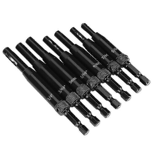 7Pcs Black Hinge Hole Drill Bit Set Professional Woodworking Kit with L Shape Hex Wrench 1