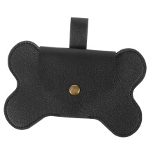 Black Leather Poop Bag Dispenser with Clip for Dog Walks Outdoor Essentials
