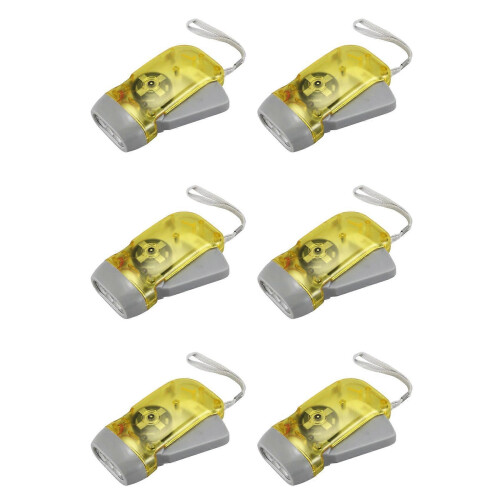 6X 3 LED Hand Crank Dynamo Flashlight Wind Up Torch Light for Camping NR