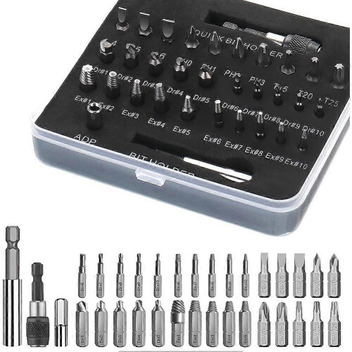 33Pcs Easy Out Screw and Stripped Bolt Extractor Set with Screwdriver Bits