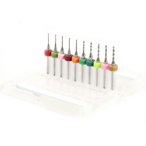 10pcs 0.6-1.5mm Carbide Micro Drill Bits Kit CNC PCB Tool Set