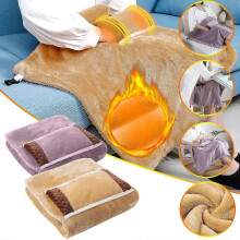 Portable USB Heated Plush Electric Blanket Shawl Soft Flannel Winter Warm
