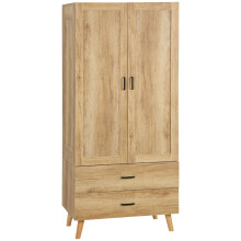 2-Door Modern Wardrobe with 2 Drawers & Rail