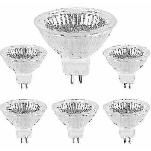 Συσκευασία 6 λαμπτήρων αλογόνου GU5.3 12V 50W MR16 με σποτ