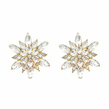 Trendy Silver Needle Ear Rings Multilayer Solid Color Flower Studs Earrings with Rhinestones Stylish Earwear for Ladies