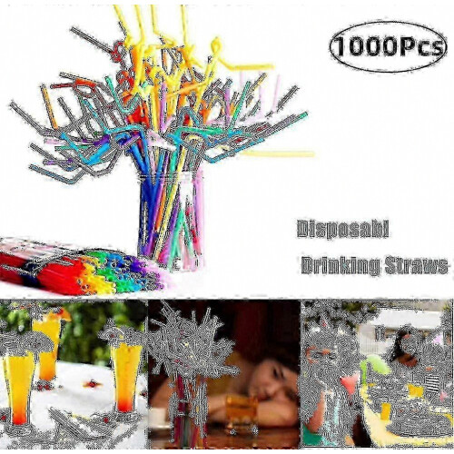 1000 πλαστικά πολύχρωμα καλαμάκια Bendy για γενέθλια, γάμους, καλοκαιρινά πά 1