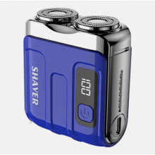 Afeitadora eléctrica rotativa de doble anillo para hombre, apta para uso en seco y húmedo, afeitado indoloro, mini afeitadora portátil