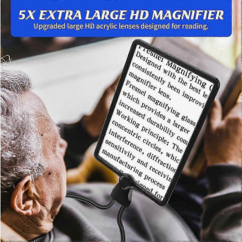 5X Μεγάλος μεγεθυντικός φακός ανάγνωσης με φως, επαναφορτιζόμενος μεγεθυντ 1