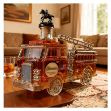Whisky-Dekanter Feuerwehrwagen 3D-Design, mundgeblasene Glasflasche für die Hausbar, Stil D hgsc