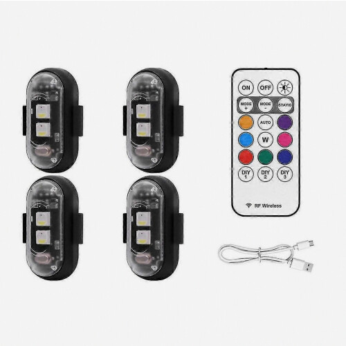 4pcs Wireless LED Strobe Lights with Remote, 8 Colors