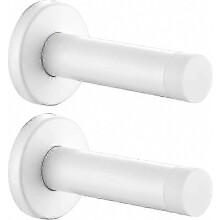 White 304 Stainless Steel Door Stopper - 1mm Thick Sound Dampening Wall Protector (2 Pack) - DSB5-WH-P2