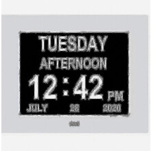 Digital Dementia Clock with Large Display Day Date Calendar Clock, Unabbreviated Time and Date Showing in Clear Black Finish for Senio