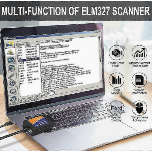 Scanóir Cód OBD Modhnaithe USB Ford Forscan Elm327 V1.5 HS MS-CAN Elmconfig 2