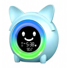 Slaaptrainer voor kinderen met visuele timer en wekker, leuk ontwerp, cartoonkattenthema, 10 knoppen voor gebruik in de slaapkamer.
