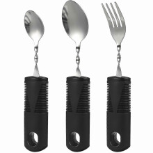 Adaptive Eating Utensils for Elderly & Disabled - Non-Slip Cutlery Set, 3-Piece