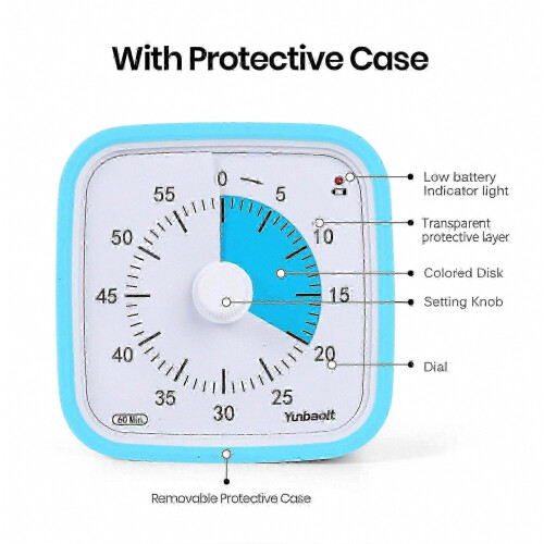 Yunbaoit Vt01 Visual Timer with Night Light, 60 Minute Countdown Timer, Silent Time Management Tool for Kids & Adults 2