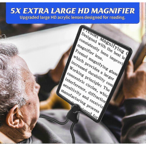 5X Μεγάλος μεγεθυντικός φακός ανάγνωσης με φως, επαναφορτιζόμενος μεγεθυντ 1