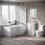 NES Home 1600mm RH L Shaped Bath, Front Panel, Screen With 500mm Vanity & Toilet 1