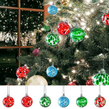 Clear Glass Christmas Ball Ornament Hand-Blown 2.95x2.75 in