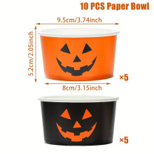 (10pcs) 10 Stück/Party-Set/Happy Halloween-Papierschale/Kürbis-Geistergesicht-Emoji-Papierschale/Happy Halloween-Heimdekoration/Halloween-