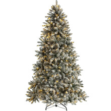 WeRChristmas Pre-Lit Full Bodied Snow Flocked Christmas Tree with 250 Chasing Warm LED Lights, Multi-Colour, 5 feet/1.5m