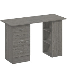 Grey Computer Desk with 3 Shelves & Drawers