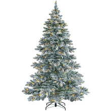 WeRChristmas Pre-Lit Snow Flocked Alpine Christmas Tree, White, 7 ft
