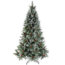 WeRChristmas Scandinavian Blue Spruce Christmas Tree includes Pine Cones and Berries with Easy Build Hinged Branches, Green, 7 feet