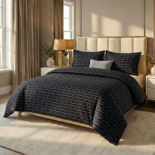 (Double Bed Duvet Cover Set, Onyx Black Waves) Premium Floral Duvet Covers with Matching Pillowcases | 3Pc Soft Reversible Designer Prints