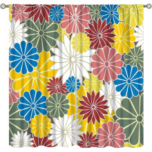 Retro Floral Curtains Boho Daisy Print 2 Panels 84x84 Inches