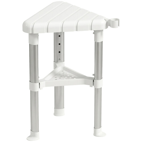 Adjustable Aluminium Shower Stool with Shelf