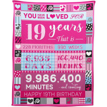 Pink Rose Birthday Blanket for 12-Year-Old Girls 50x60