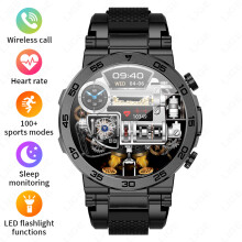 (Black) Smart Watch Men Outdoor Sports Full Touch Screen Health Monitoring Waterproof Smartwatch For IOS Android