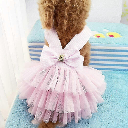 Vestido de princesa para perrita con estampado de malla a rayas de moda
