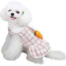 Vestido de algodón a cuadros de invierno YOITEA para cachorros, lindo, con estampado de zanahoria, para perros pequeños y medianos.
