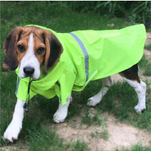 Poncho impermeable ligero y ajustable con capucha y tira reflectante para perros grandes XL (5-9 kg).