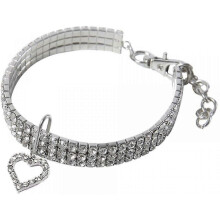 Collar ajustable con colgante de huella de pata para perro o gato con diamantes de imitación.
