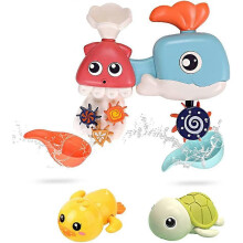 Toddler Bath Toy 1-3 Year Old Spouting Waterfall Rotating Bathtub Wall Toy