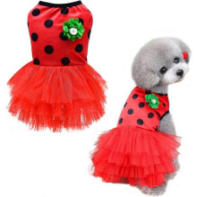 Vestido de princesa para cachorros, falda tutú de verano con estampado floral de lunares para perros y gatos pequeños.
