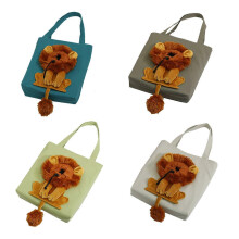 Borsa a tracolla in tela con design a leone per piccoli animali domestici (gatti, cani, gatti), colore blu, per uso esterno.