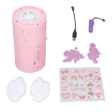 Automatic Electric Bubble Blower Multi Holes Wings Shape Music LED with Solution Pink L