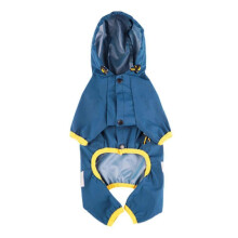 Impermeable ligero para perros con capucha y correa reflectante para perros pequeños y medianos, color azul, talla L.
