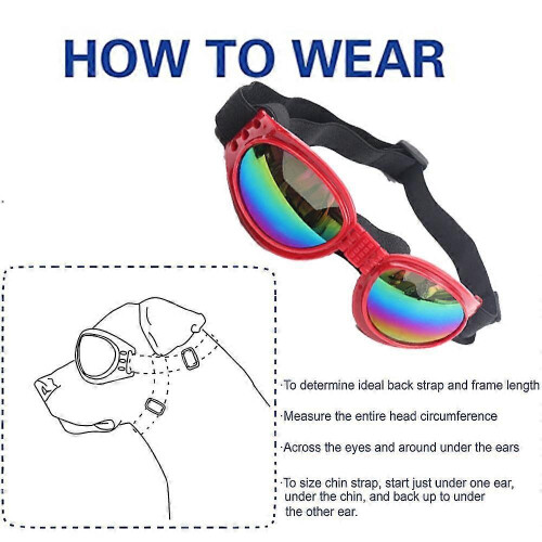 Dog Goggles UV Protection Waterproof Windproof Sunglasses Red 2