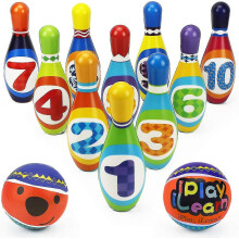 Set da bowling per bambini, per interni ed esterni, con birilli e palle in morbida schiuma. Regalo educativo per bambini dai 18 ai 24 mesi.