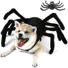 Disfraz de araña de peluche realista ajustable para perro y gato para Halloween.