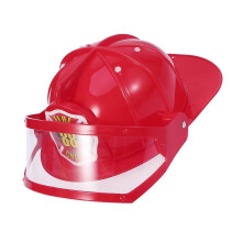 Casco di sicurezza in plastica rossa regolabile, cappello da pompiere, giocattolo educativo per bambini