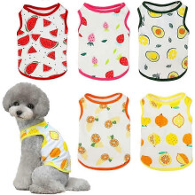 5 camisetas para perros con estampado de frutas, bonitas, transpirables, suaves, ideales para el verano y la playa.