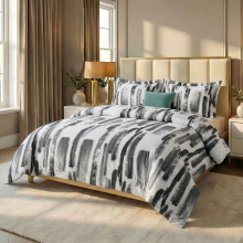 (Single Bed Duvet Cover Set, Brush Stroke Stripe) Premium Floral Duvet Covers with Matching Pillowcases | 3Pc Soft Reversible Designer Prints