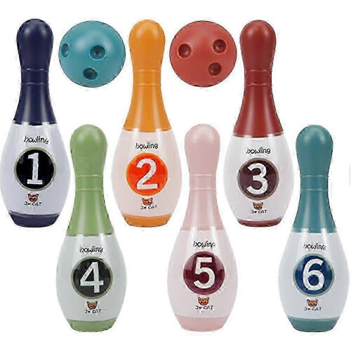 Set da bowling per bambini con 10 birilli e 2 palle, gioco sportivo da interno per bambini